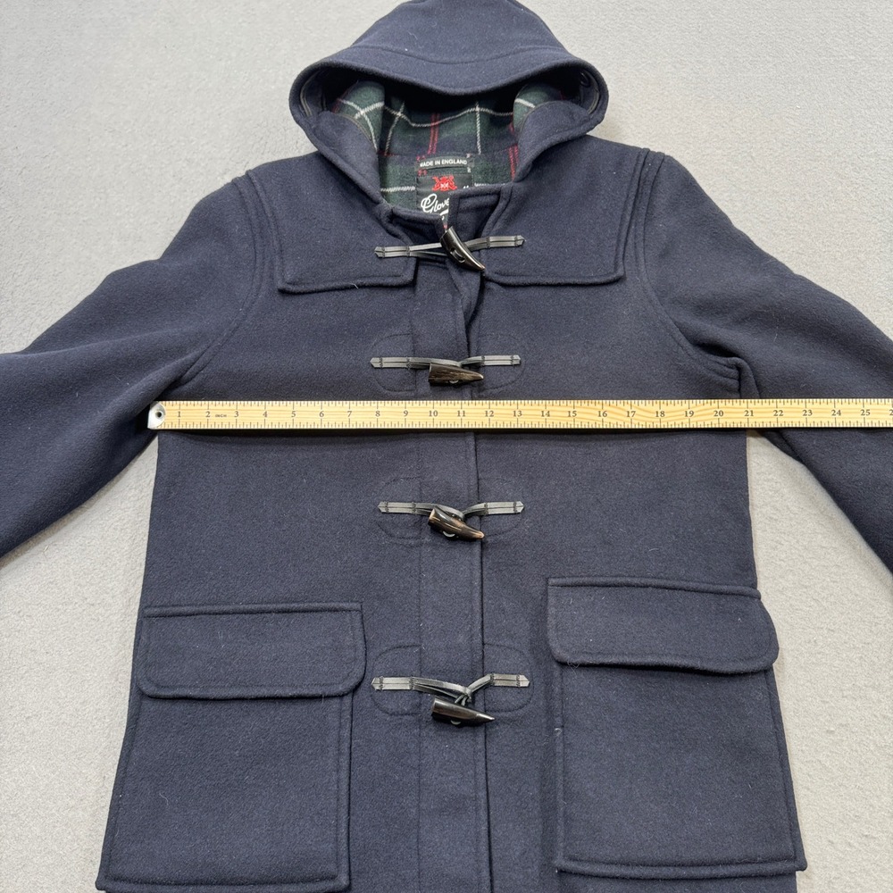 Gloverall Duffle Coat Mens S Navy Blue Wool Plaid Lined Toggle Hooded England - Picture 5 of 7